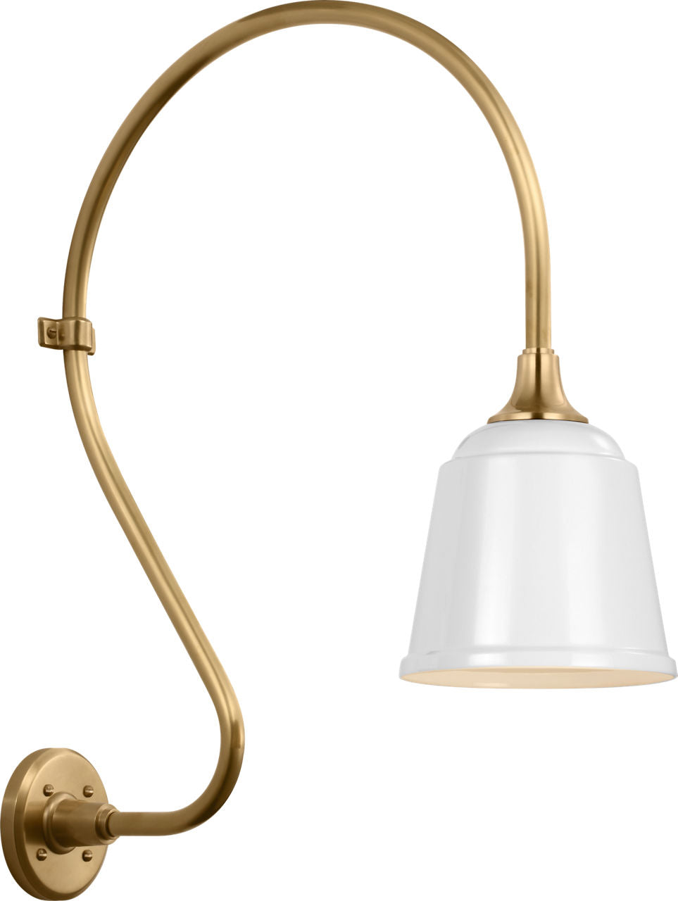 Academy 18" Larrabee Barn Light | Hand-Rubbed Antique Brass | 8 | 8" White Rockhouse Shade