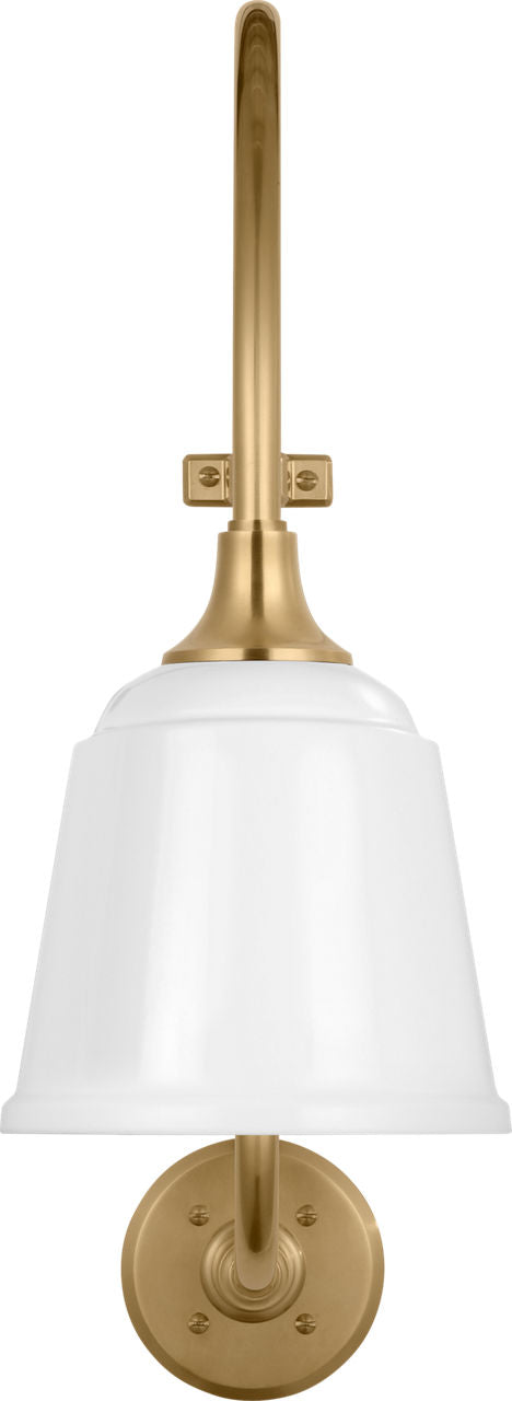 Academy 18" Larrabee Barn Light | Hand-Rubbed Antique Brass | 8 | 8" White Rockhouse Shade