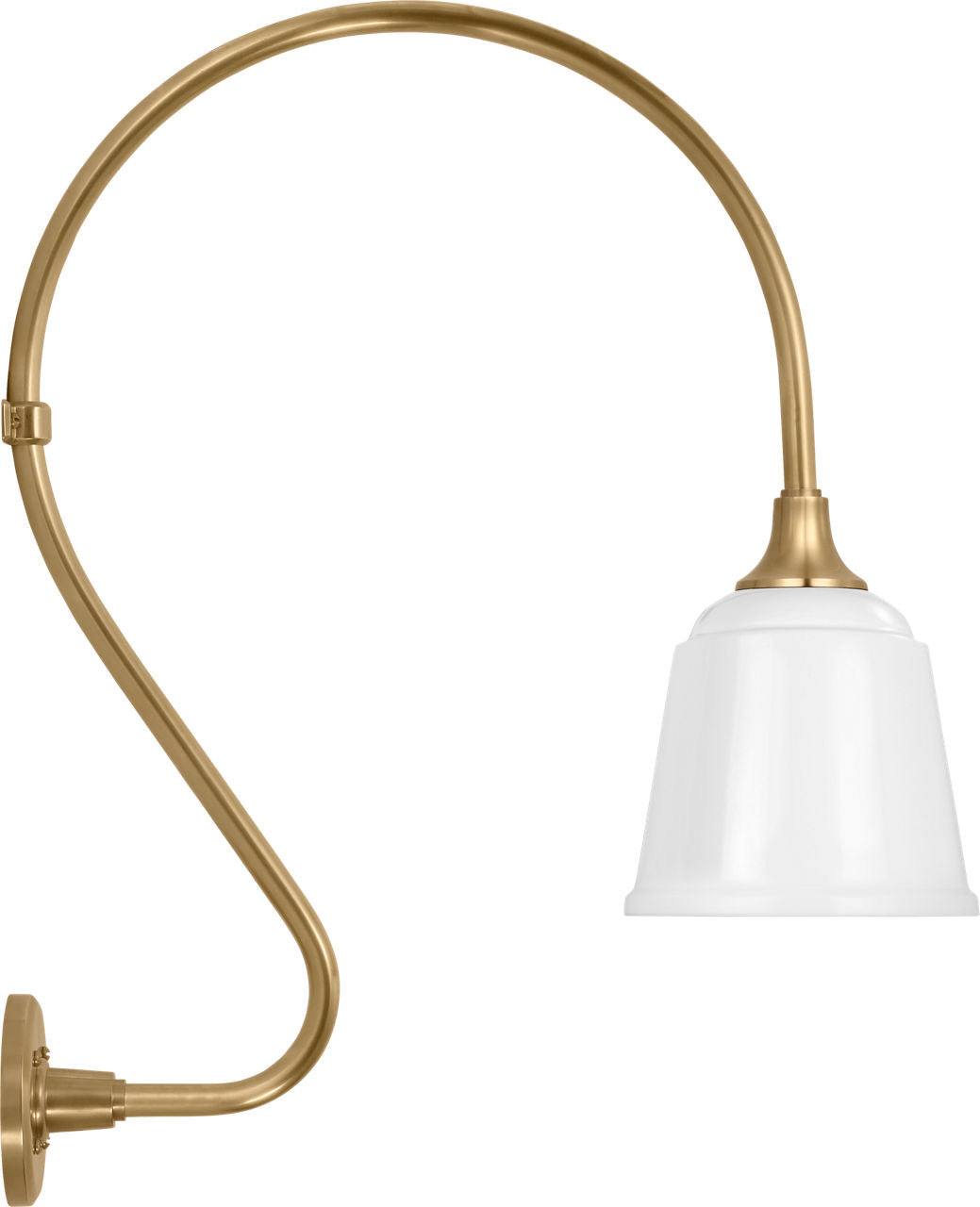 Academy 18" Larrabee Barn Light | Hand-Rubbed Antique Brass | 8 | 8" White Rockhouse Shade