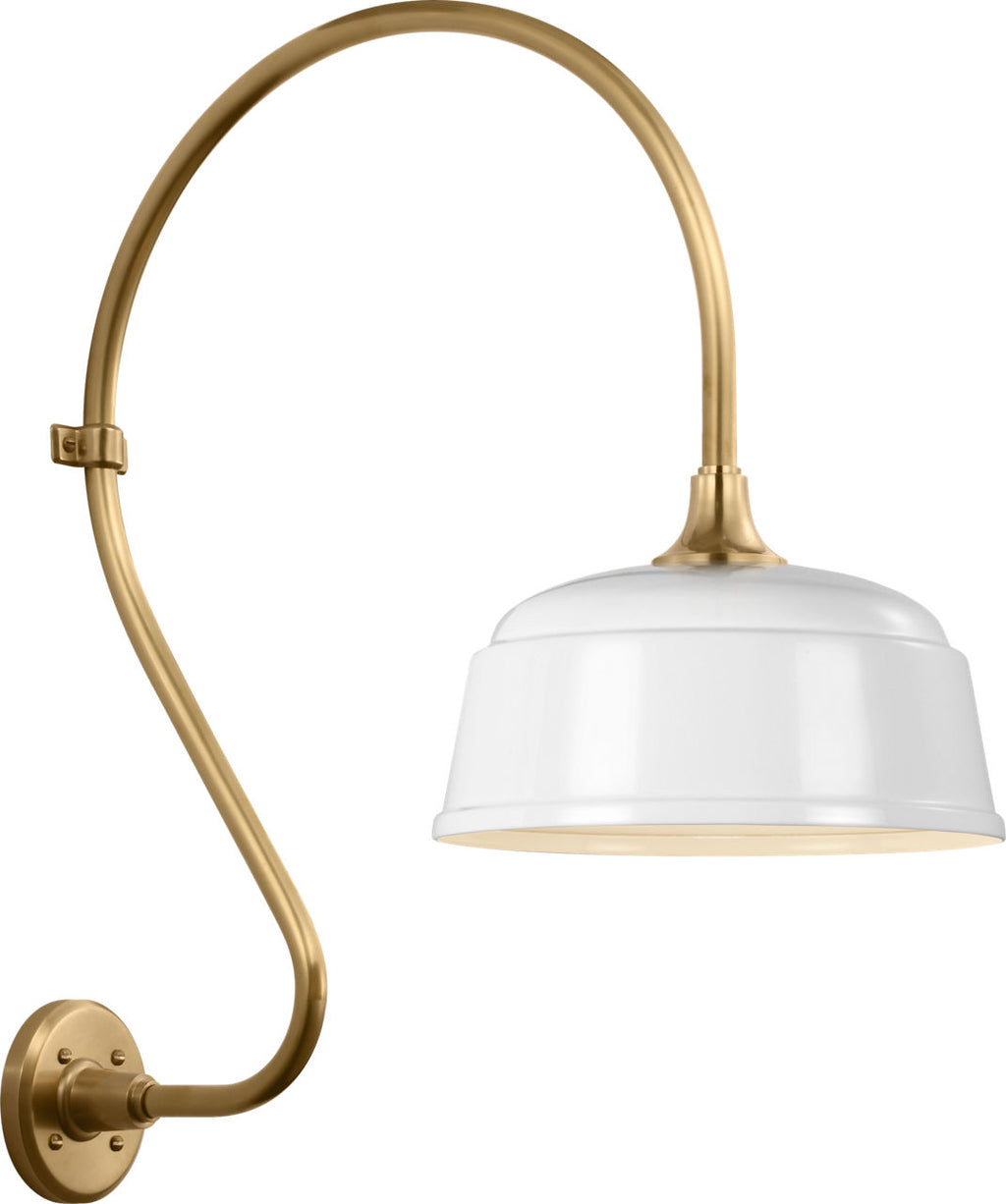 Academy 18" Larrabee Barn Light | Hand-Rubbed Antique Brass | 12.5 | 12.5" White Rockhouse Shade