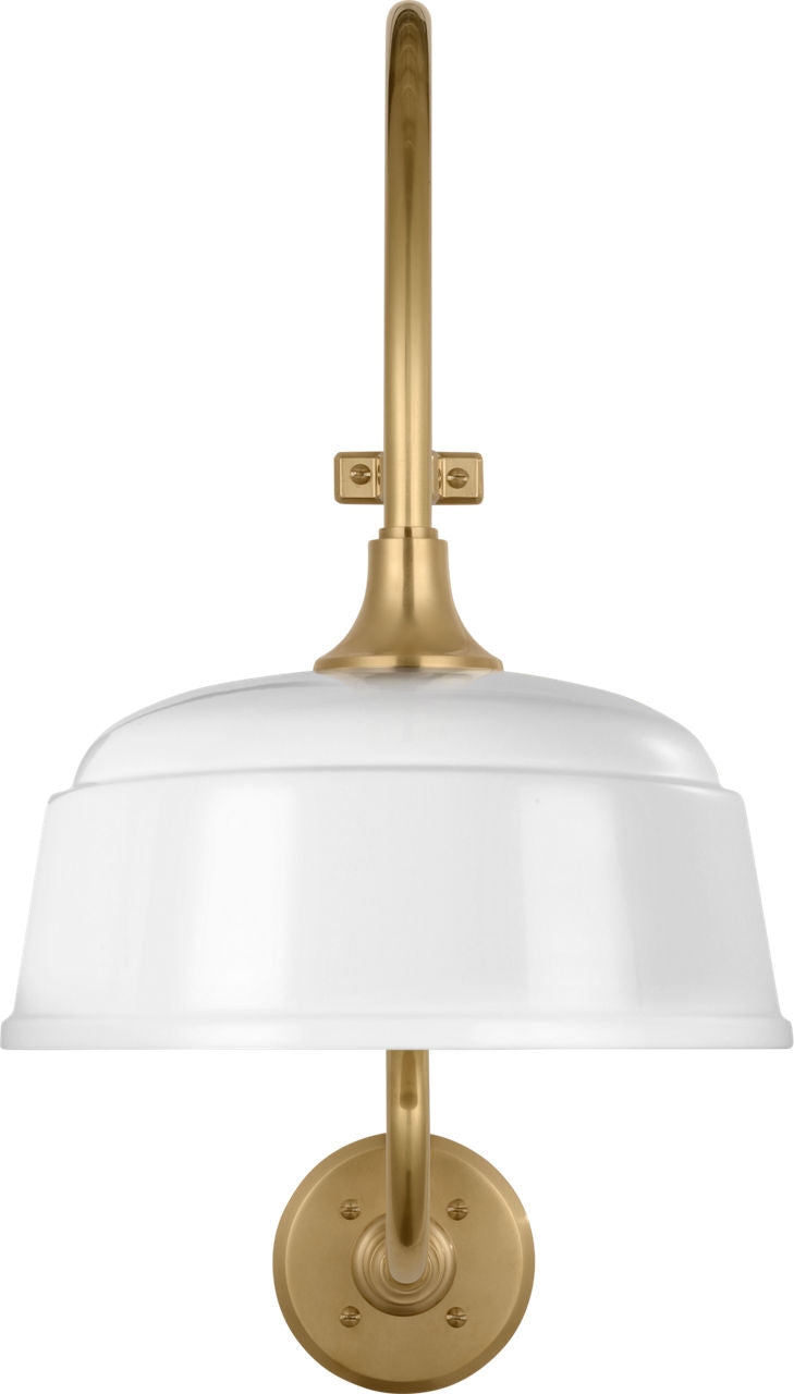 Academy 18" Larrabee Barn Light | Hand-Rubbed Antique Brass | 12.5 | 12.5" White Rockhouse Shade