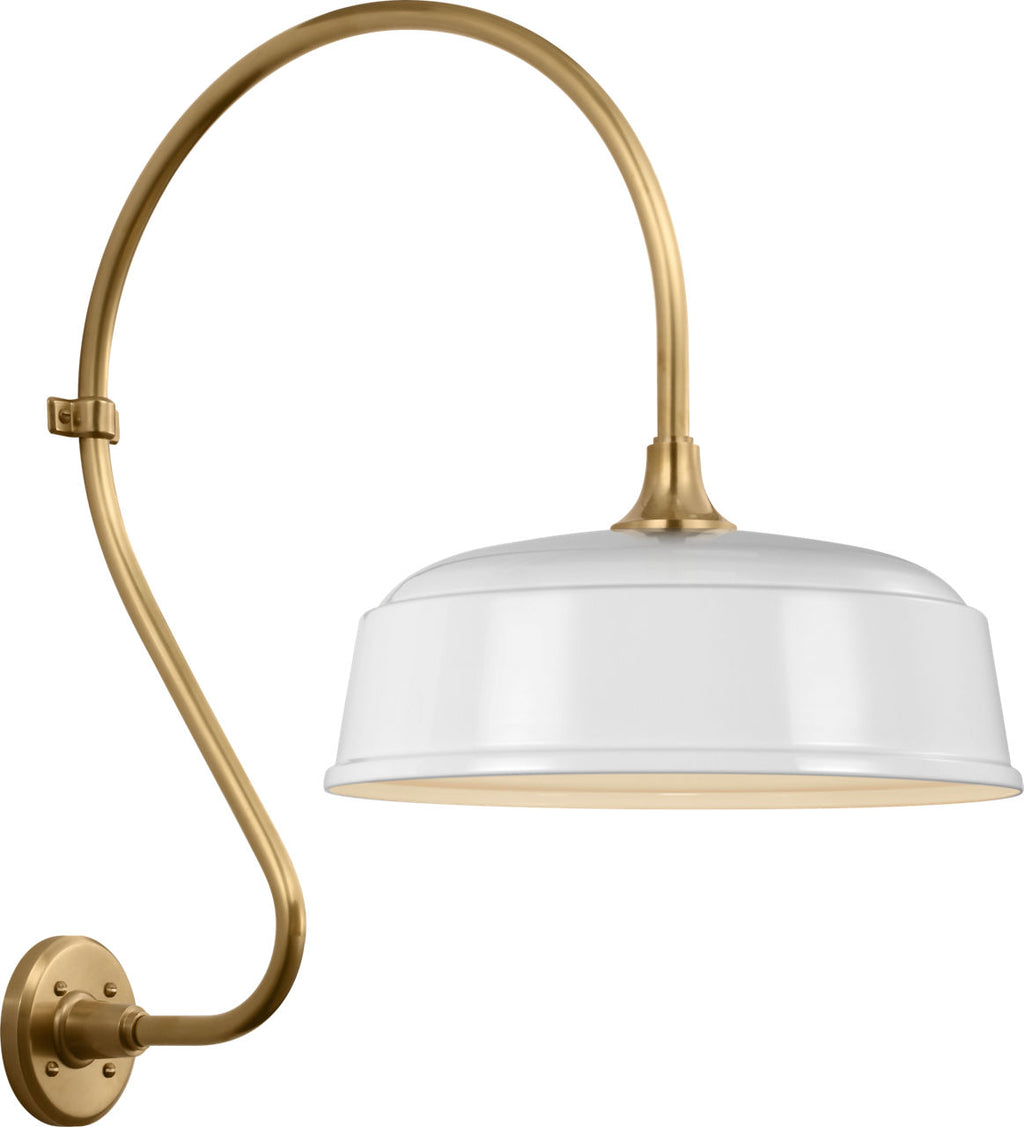 Academy 18" Larrabee Barn Light | Hand-Rubbed Antique Brass | 16 | 16" White Rockhouse Shade