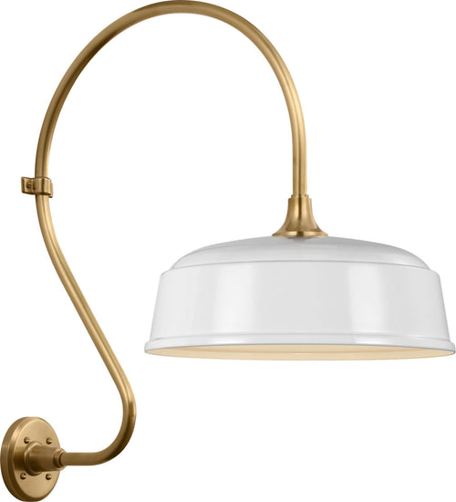 Academy 18" Larrabee Barn Light | Hand-Rubbed Antique Brass | 16 | 16" White Rockhouse Shade
