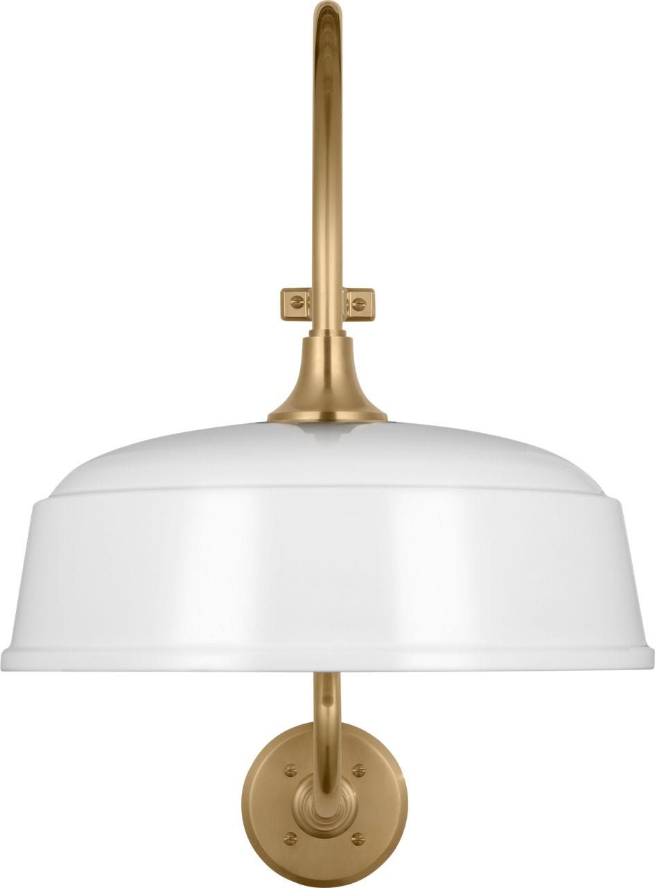 Academy 18" Larrabee Barn Light | Hand-Rubbed Antique Brass | 16 | 16" White Rockhouse Shade