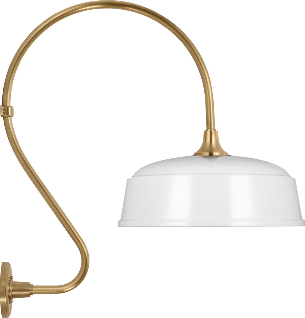 Academy 18" Larrabee Barn Light | Hand-Rubbed Antique Brass | 16 | 16" White Rockhouse Shade