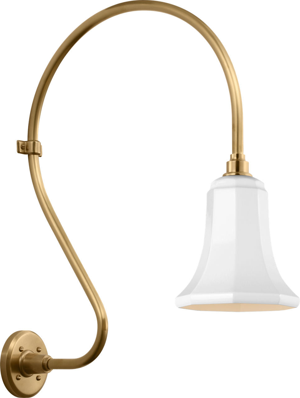 Academy 18" Larrabee Barn Light | Hand-Rubbed Antique Brass | 7.5 | 7.5" White Savannah Shade