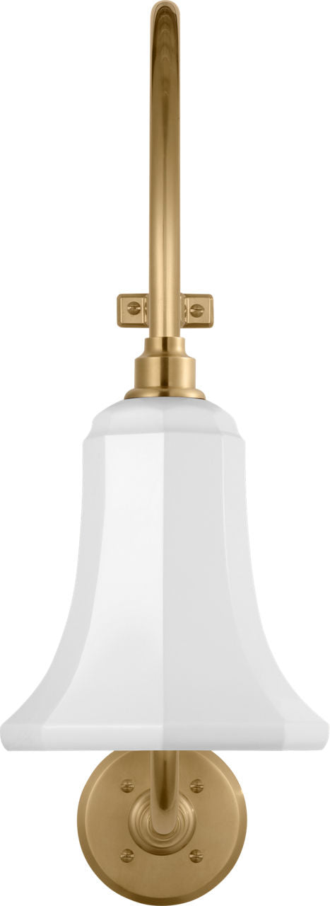 Academy 18" Larrabee Barn Light | Hand-Rubbed Antique Brass | 7.5 | 7.5" White Savannah Shade