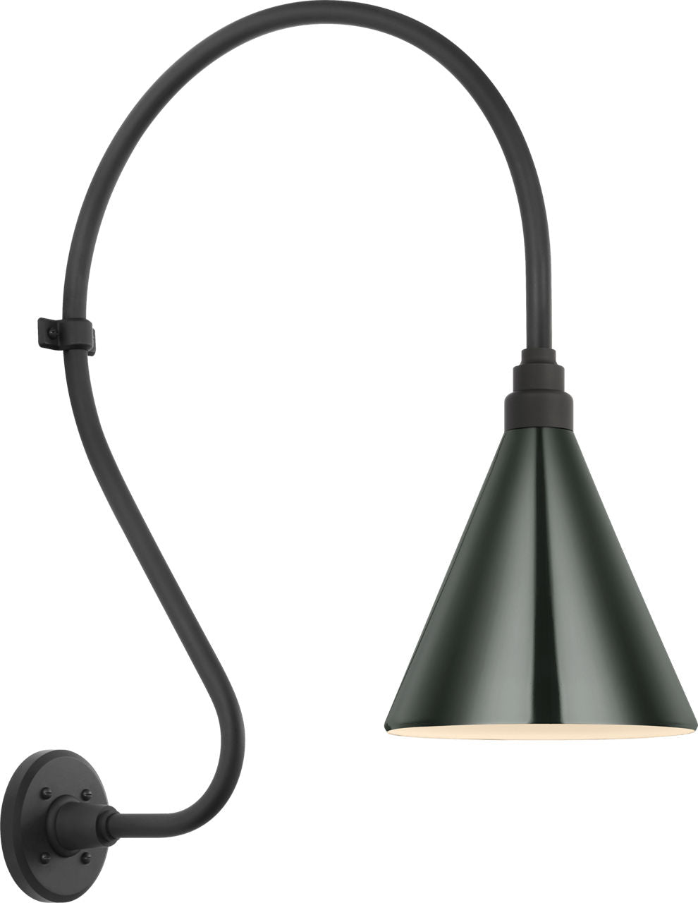 Academy 18" Larrabee Barn Light | Matte Black | 9 | 9" Green Conical Savannah Shade