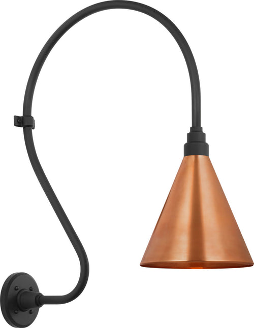 Academy 18" Larrabee Barn Light | Matte Black | 9 | 9" Soft Copper Conical Savannah Shade