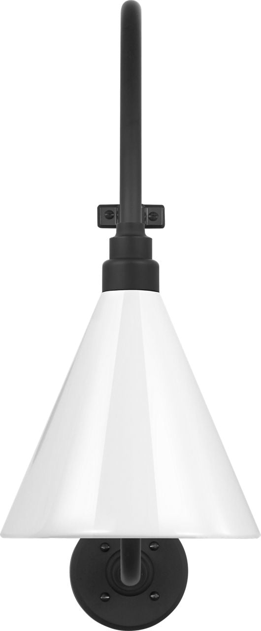 Academy 18" Larrabee Barn Light | Matte Black | 9 | 9" White Conical Savannah Shade