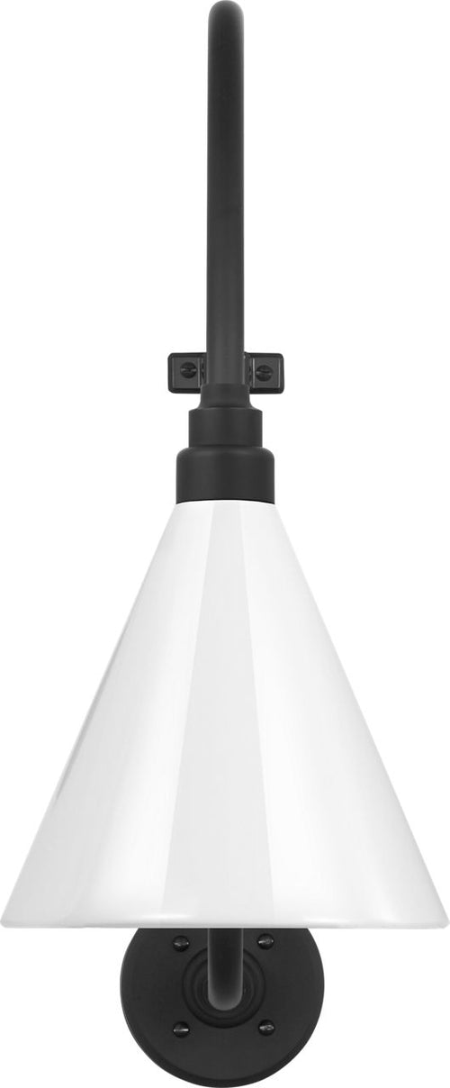 Academy 18" Larrabee Barn Light | Matte Black | 9 | 9" White Conical Savannah Shade