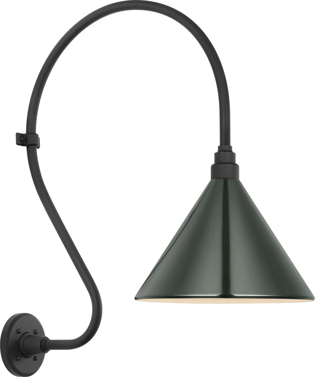 Academy 18" Larrabee Barn Light | Matte Black | 12.5 | 12.5" Green Conical Savannah Shade
