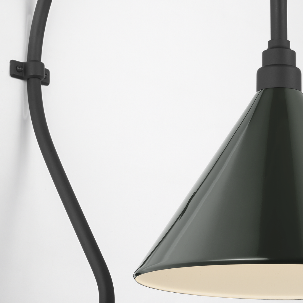 Academy 18" Larrabee Barn Light | Matte Black | 12.5 | 12.5" Green Conical Savannah Shade