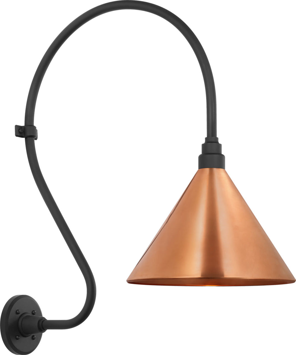 Academy 18" Larrabee Barn Light | Matte Black | 12.5 | 12.5" Soft Copper Conical Savannah Shade