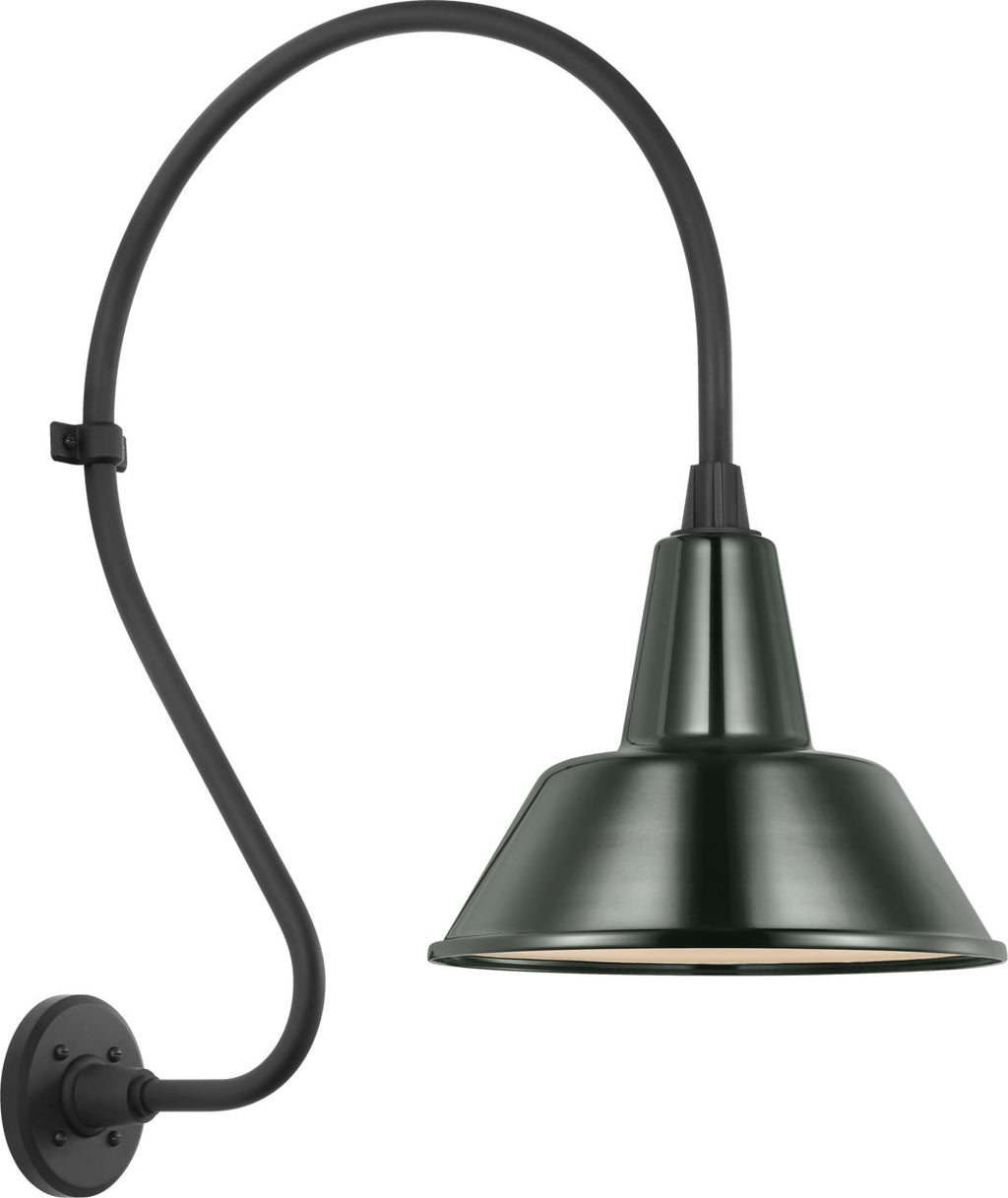 Academy 18" Larrabee Barn Light | Matte Black | 12.5 | 12.5" Green Bowers Shade
