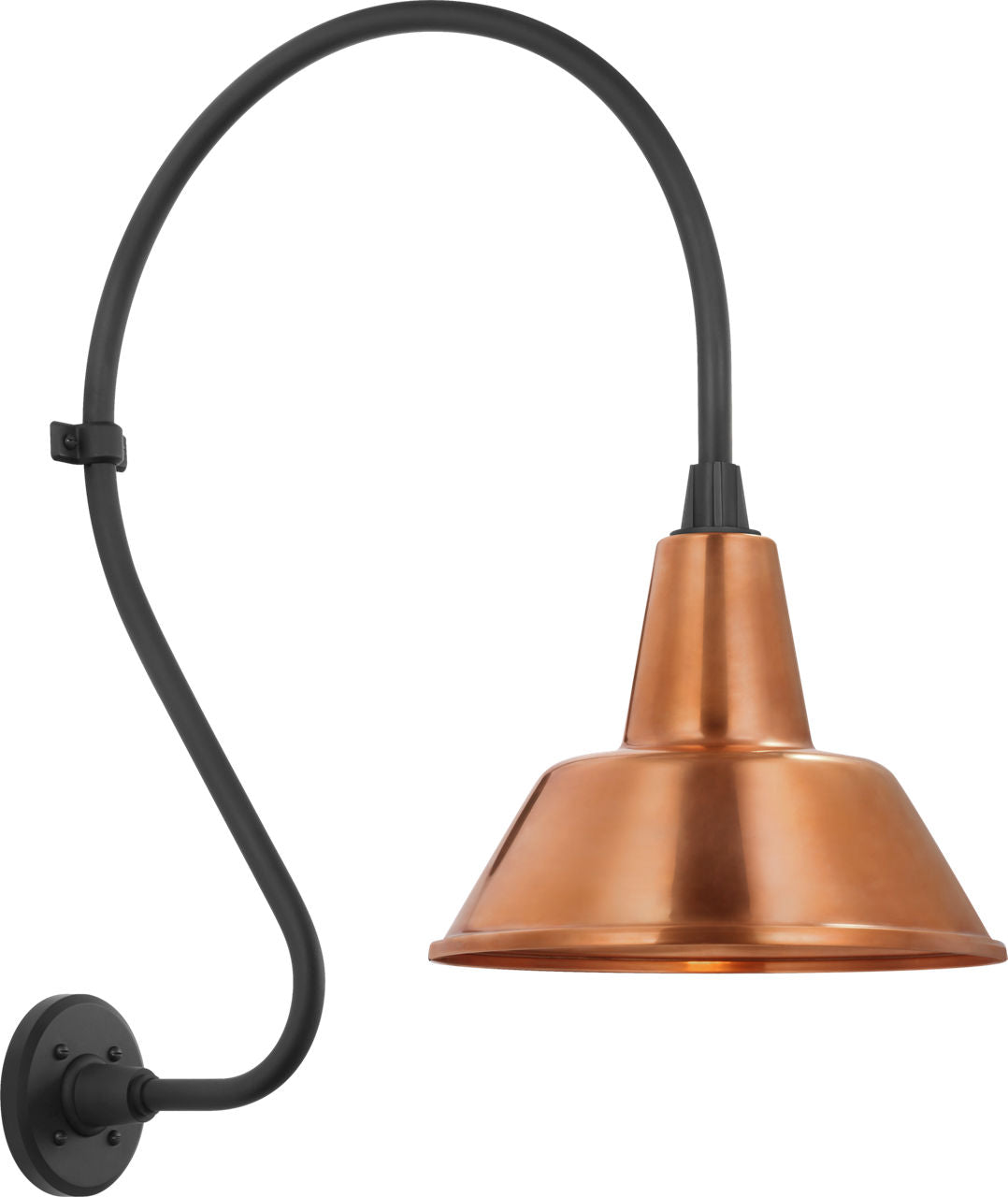 Academy 18" Larrabee Barn Light | Matte Black | 12.5 | 12.5" Soft Copper Bowers Shade