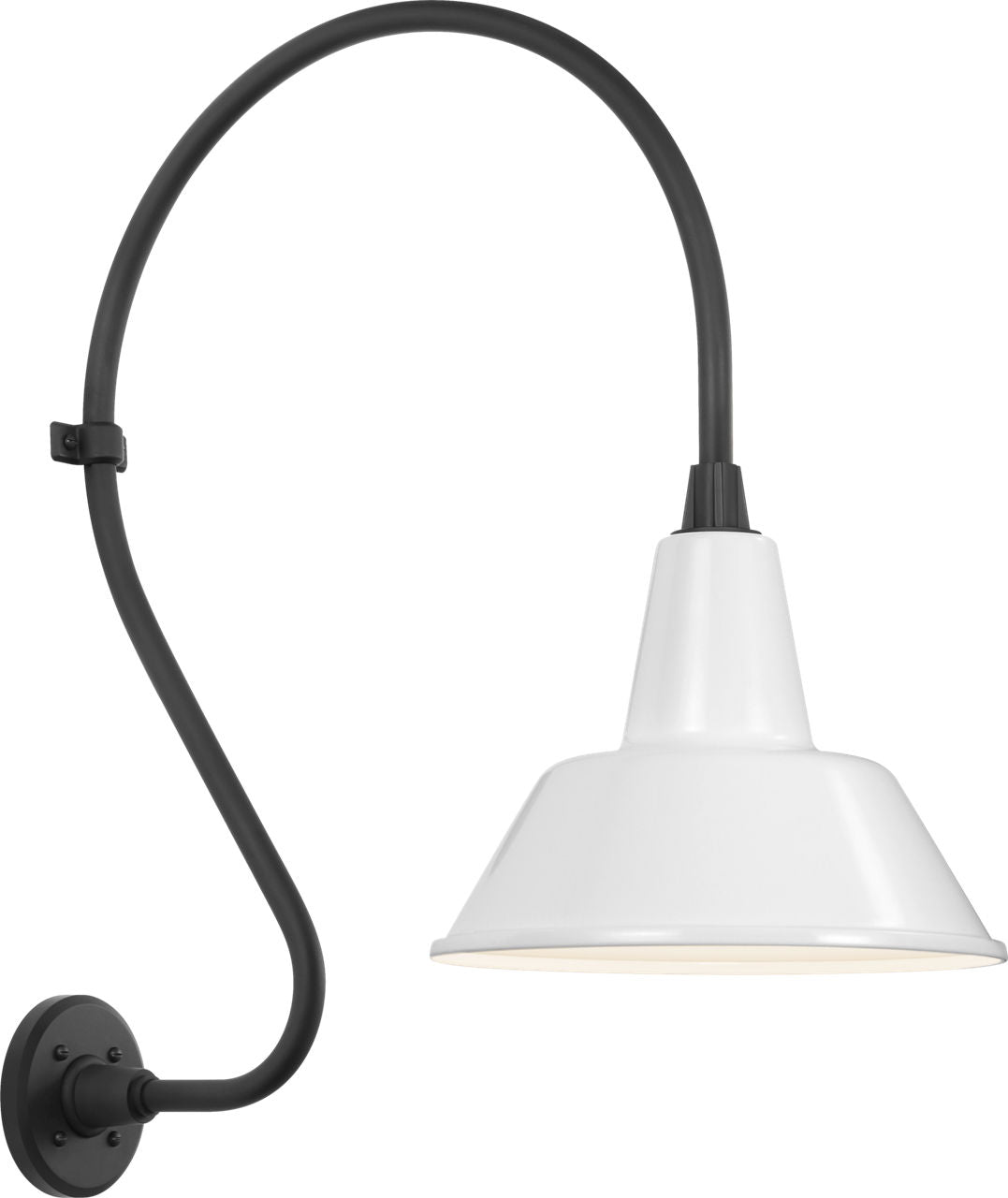 Academy 18" Larrabee Barn Light | Matte Black | 12.5 | 12.5" White Bowers Shade