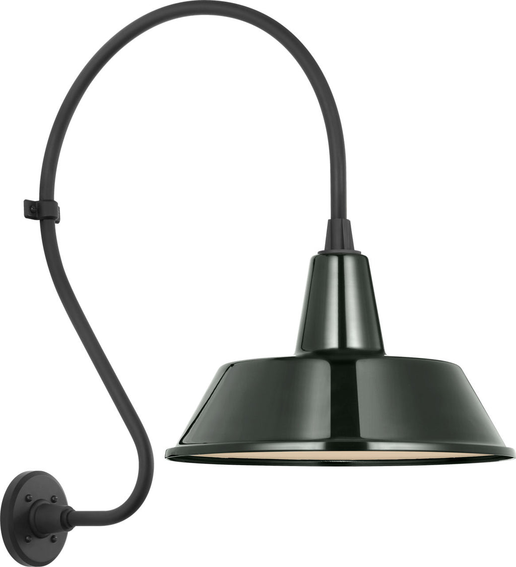 Academy 18" Larrabee Barn Light | Matte Black | 16 | 16" Green Bowers Shade