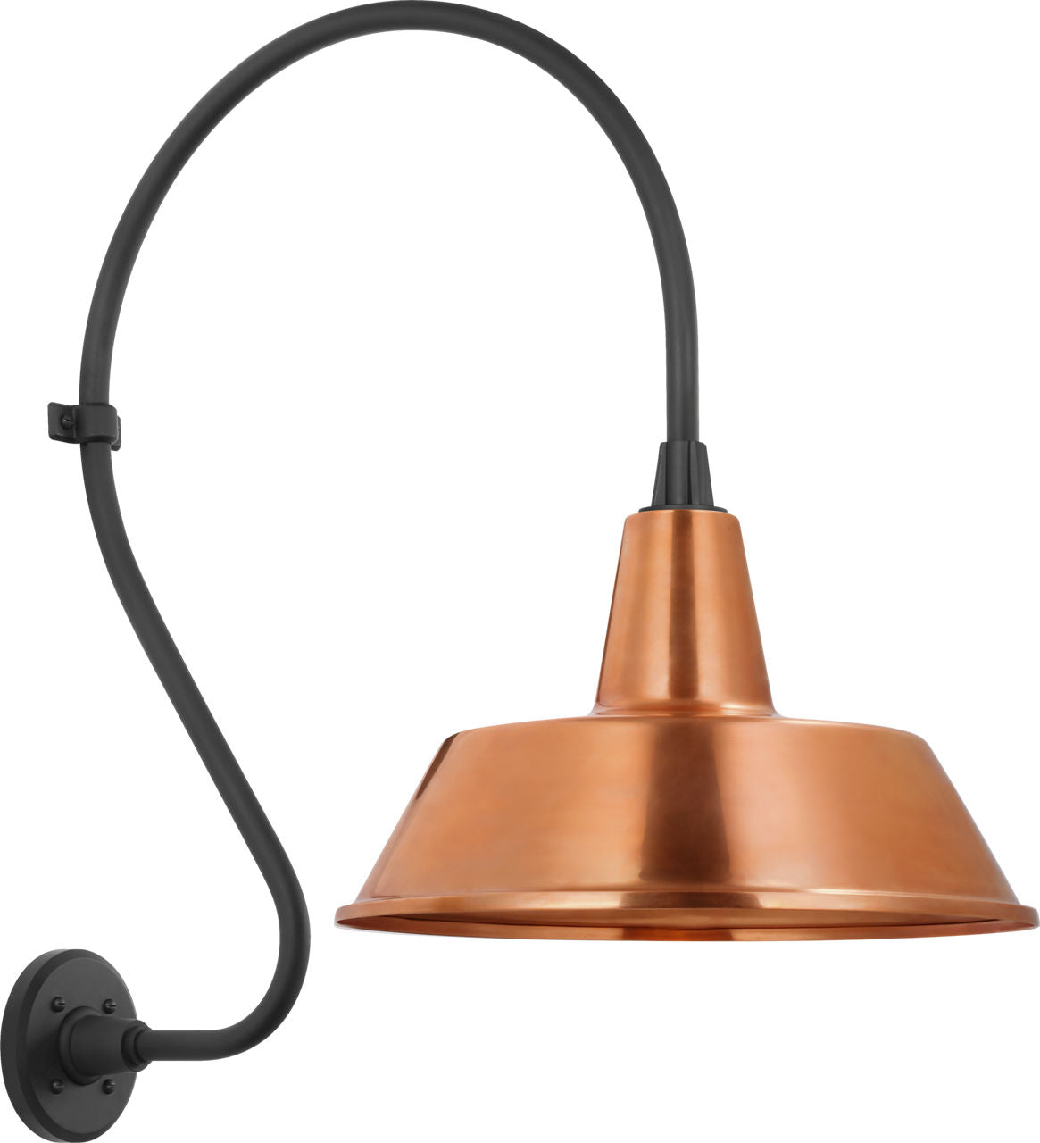 Academy 18" Larrabee Barn Light | Matte Black | 16 | 16" Soft Copper Bowers Shade
