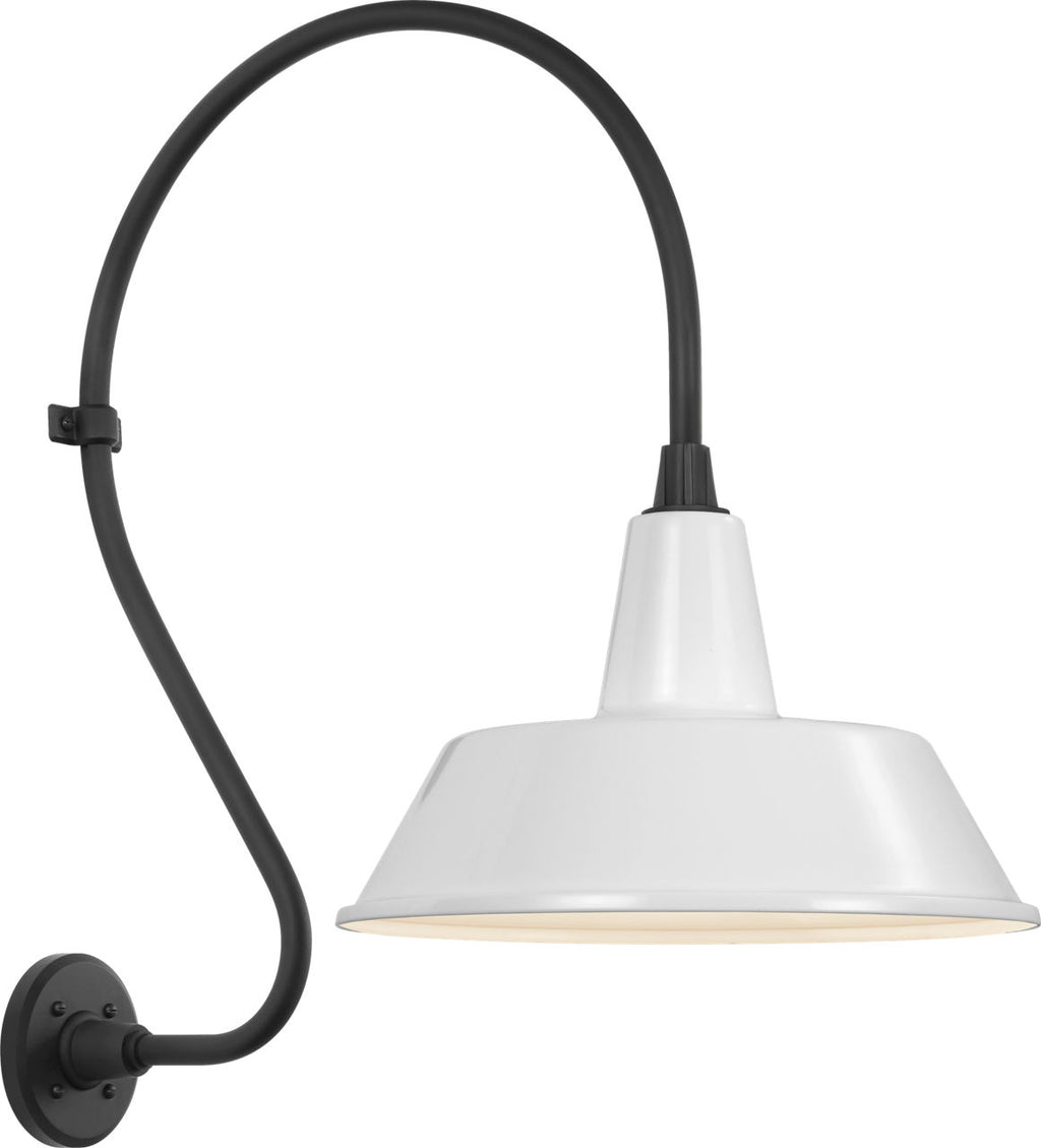 Academy 18" Larrabee Barn Light | Matte Black | 16 | 16" White Bowers Shade