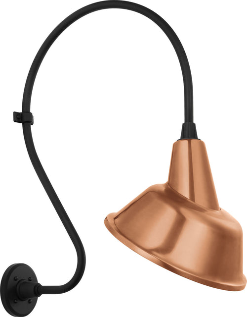 Academy 18" Larrabee Barn Light | Matte Black | 12.5 | 12.5" Soft Copper Tilted Bowers Shade