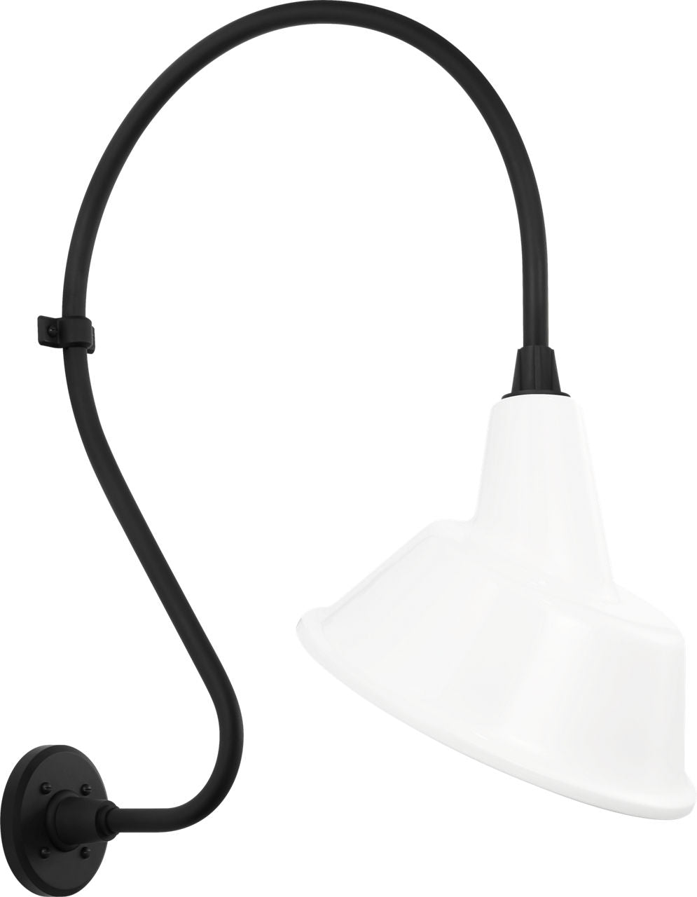 Academy 18" Larrabee Barn Light | Matte Black | 12.5 | 12.5" White Tilted Bowers Shade