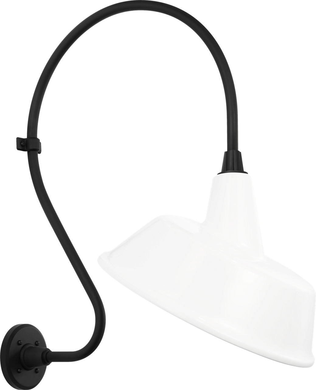Academy 18" Larrabee Barn Light | Matte Black | 16 | 16" White Tilted Bowers Shade