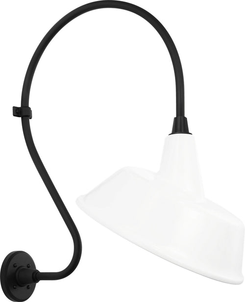 Academy 18" Larrabee Barn Light | Matte Black | 16 | 16" White Tilted Bowers Shade
