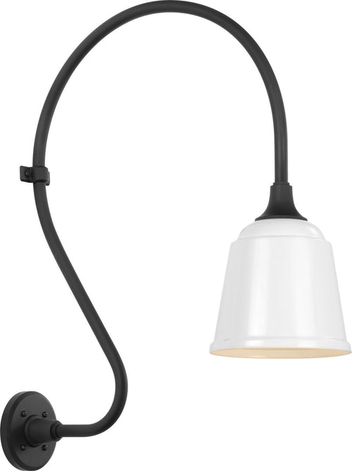 Academy 18" Larrabee Barn Light | Matte Black | 8 | 8" White Rockhouse Shade