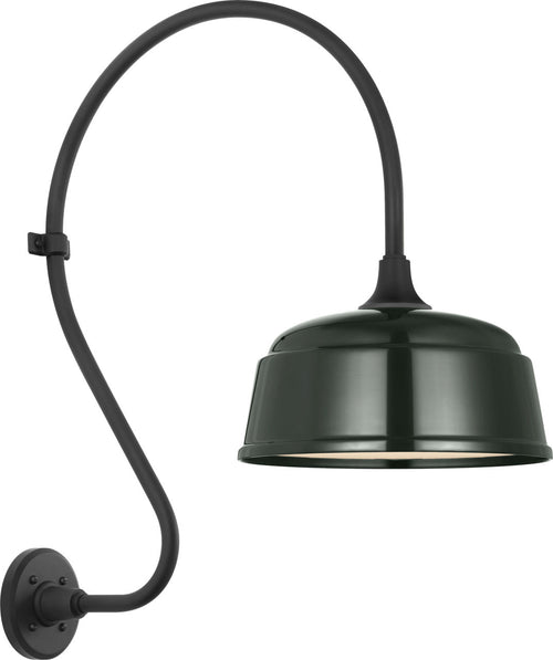 Academy 18" Larrabee Barn Light | Matte Black | 12.5 | 12.5" Green Rockhouse Shade
