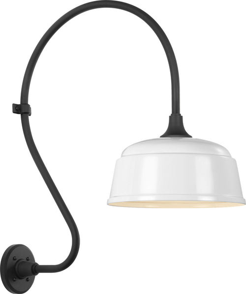 Academy 18" Larrabee Barn Light | Matte Black | 12.5 | 12.5" White Rockhouse Shade