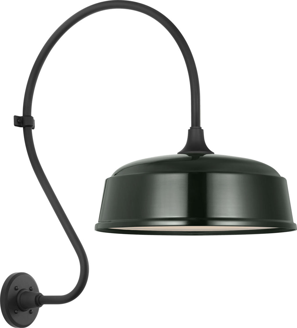 Academy 18" Larrabee Barn Light | Matte Black | 16 | 16" Green Rockhouse Shade