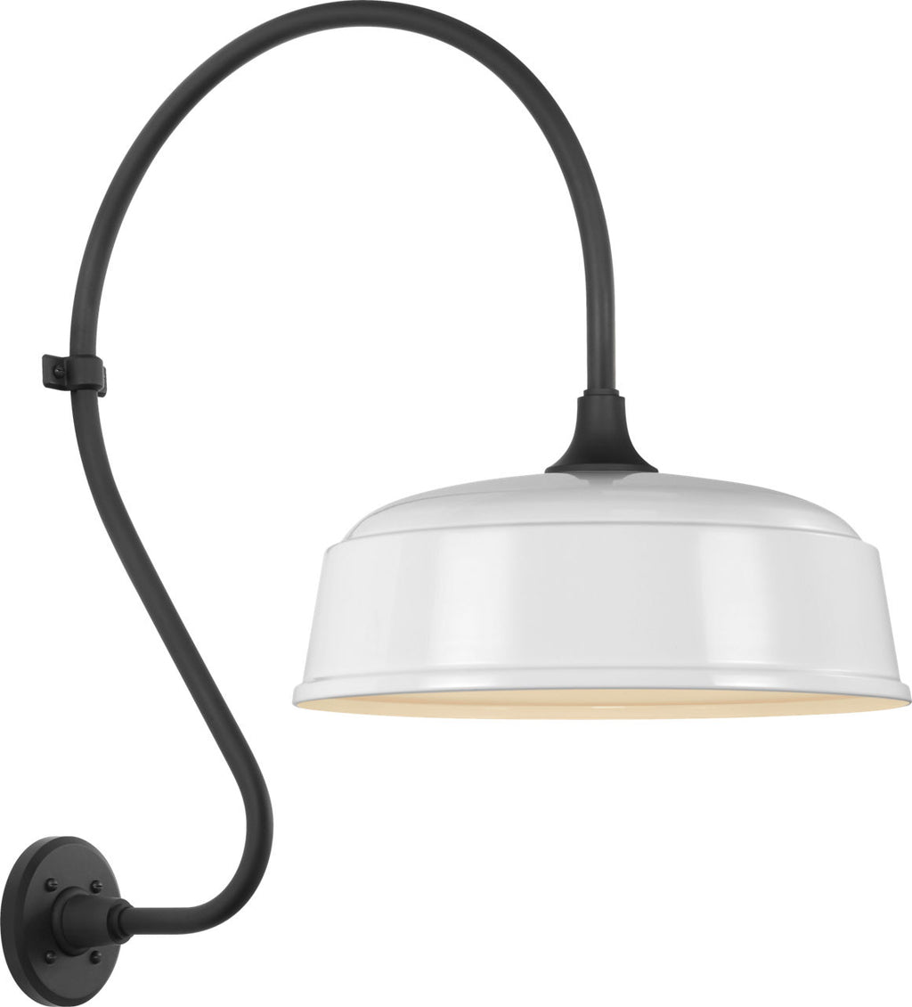 Academy 18" Larrabee Barn Light | Matte Black | 16 | 16" White Rockhouse Shade