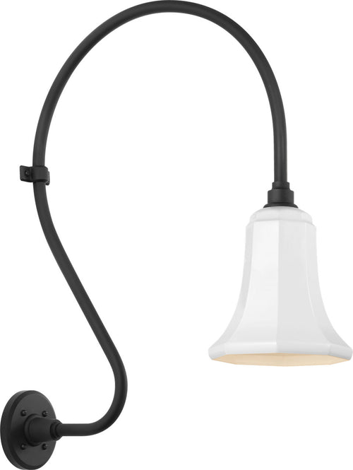 Academy 18" Larrabee Barn Light | Matte Black | 7.5 | 7.5" White Savannah Shade