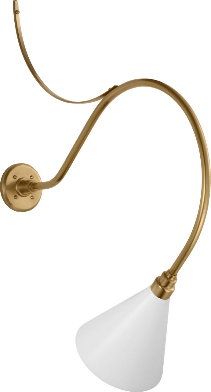 Academy 26.5" Anchored Larrabee Barn Light | Hand-Rubbed Antique Brass | 9 | 9" White Conical Savannah Shade
