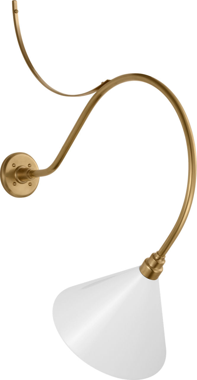 Academy 26.5" Anchored Larrabee Barn Light | Hand-Rubbed Antique Brass | 12.5 | 12.5" White Conical Savannah Shade