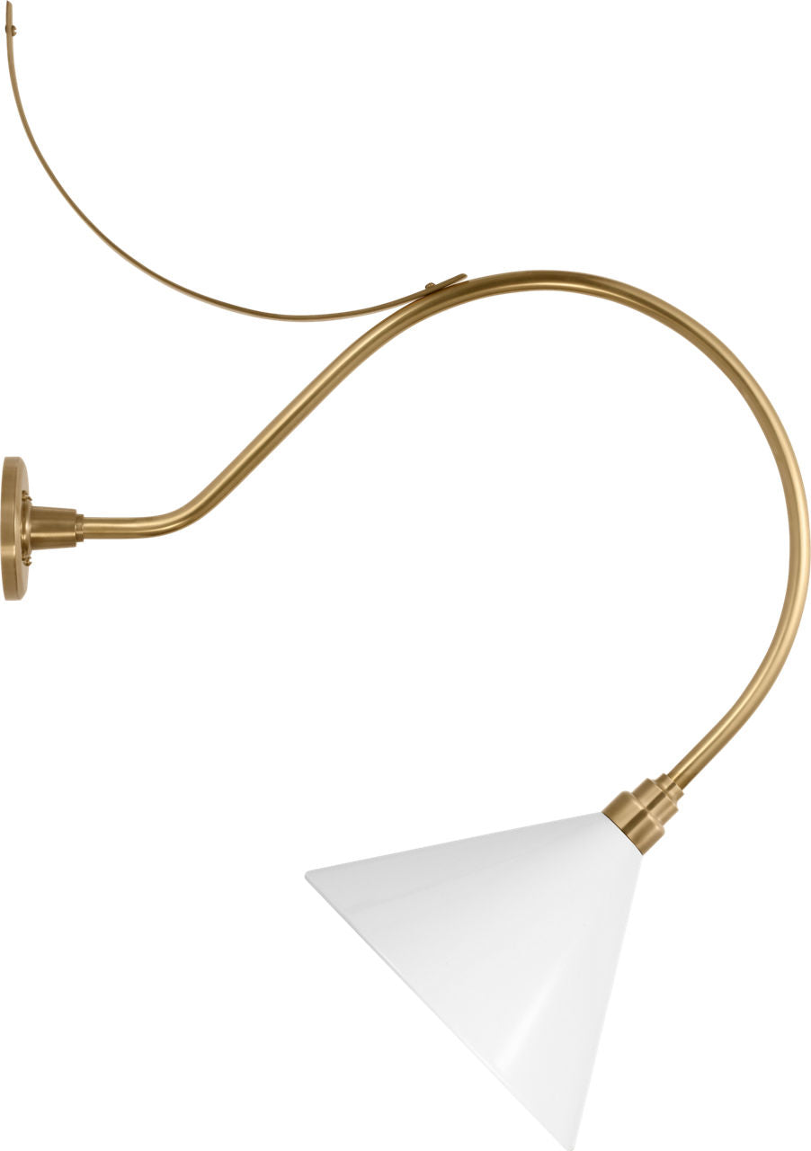 Academy 26.5" Anchored Larrabee Barn Light | Hand-Rubbed Antique Brass | 12.5 | 12.5" White Conical Savannah Shade