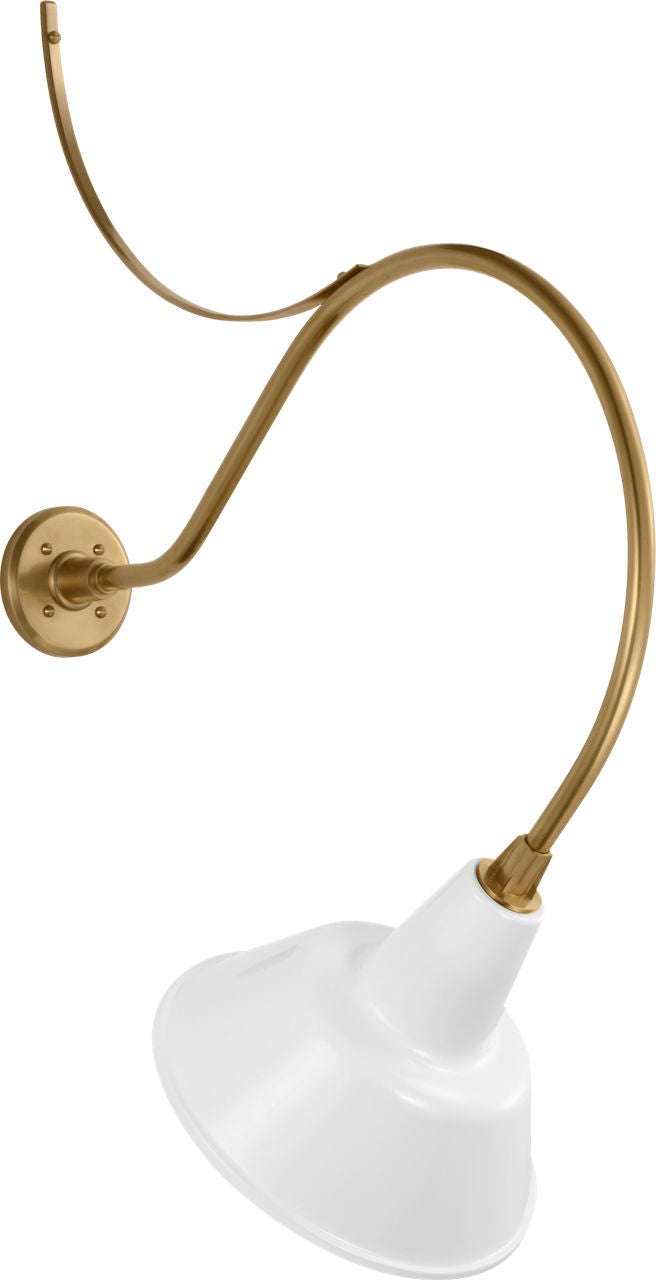 Academy 26.5" Anchored Larrabee Barn Light | Hand-Rubbed Antique Brass | 12.5 | 12.5" White Bowers Shade
