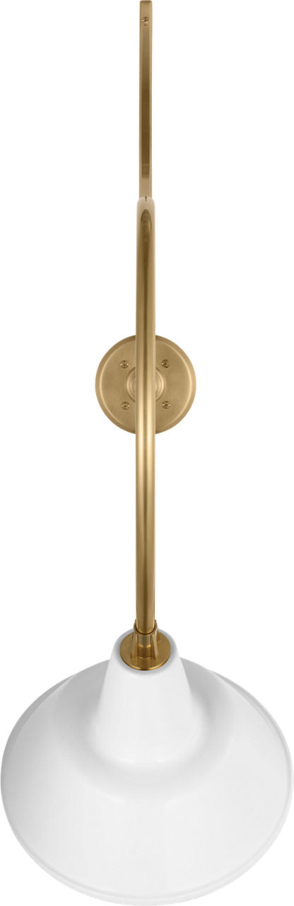 Academy 26.5" Anchored Larrabee Barn Light | Hand-Rubbed Antique Brass | 12.5 | 12.5" White Bowers Shade