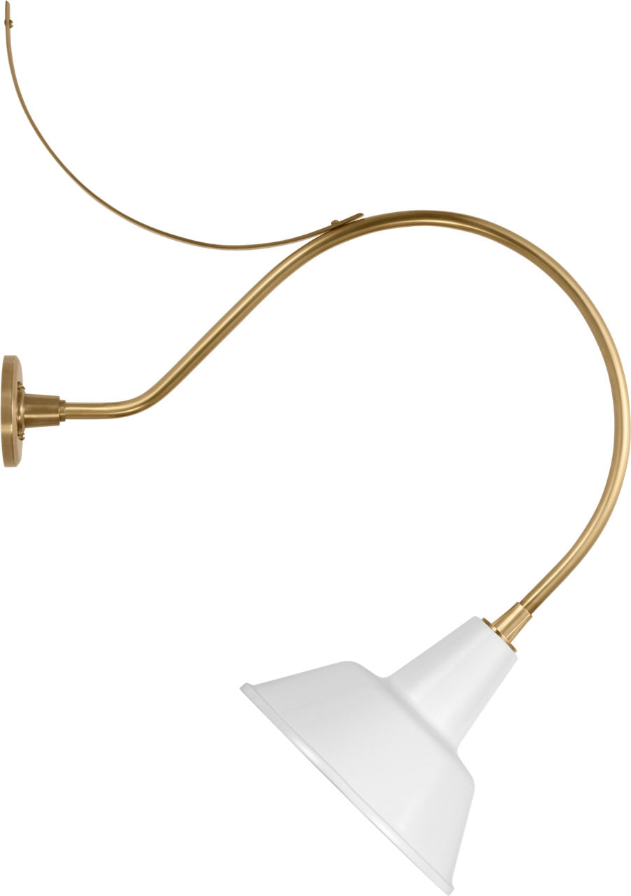 Academy 26.5" Anchored Larrabee Barn Light | Hand-Rubbed Antique Brass | 12.5 | 12.5" White Bowers Shade