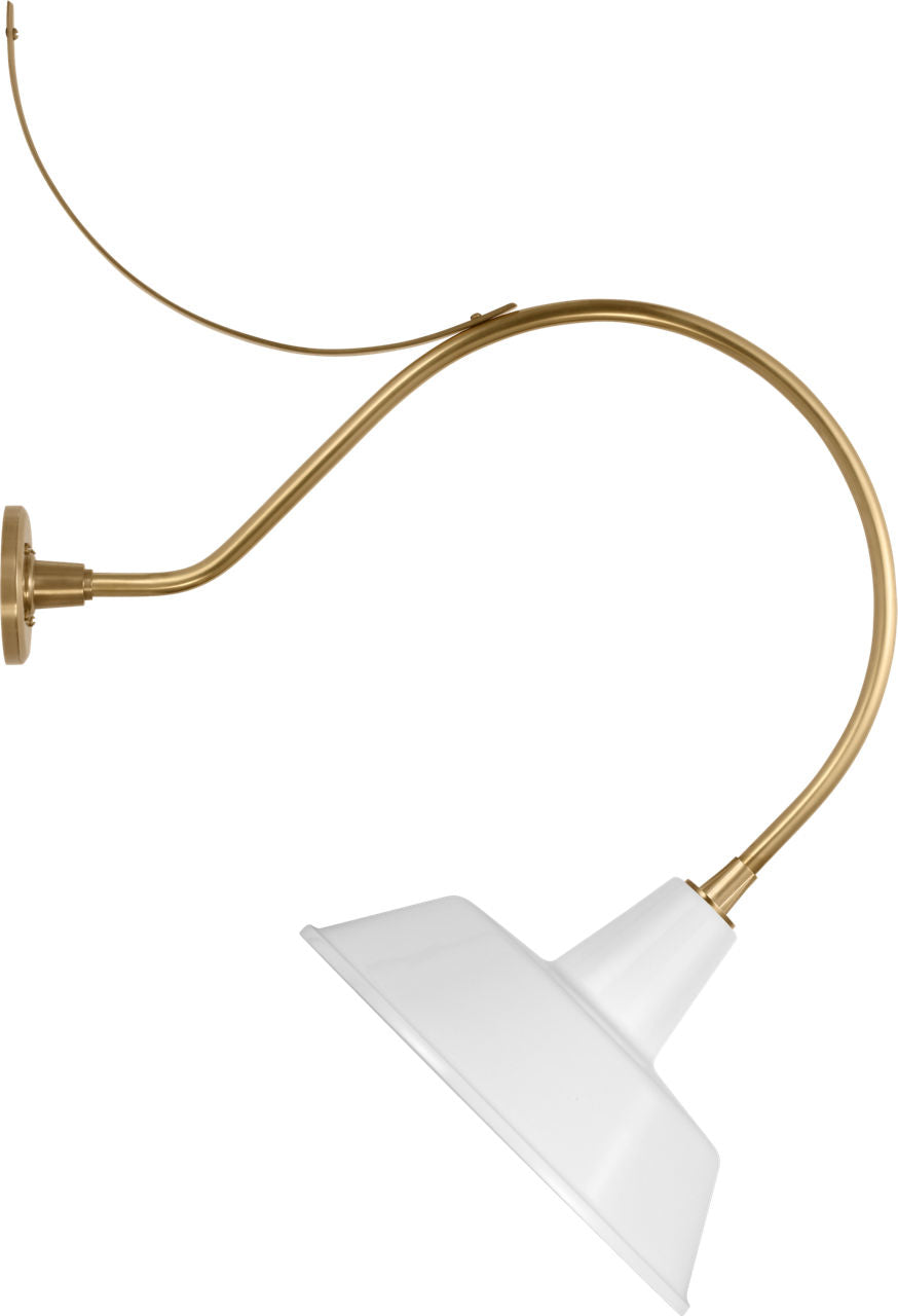 Academy 26.5" Anchored Larrabee Barn Light | Hand-Rubbed Antique Brass | 16 | 16" White Bowers Shade