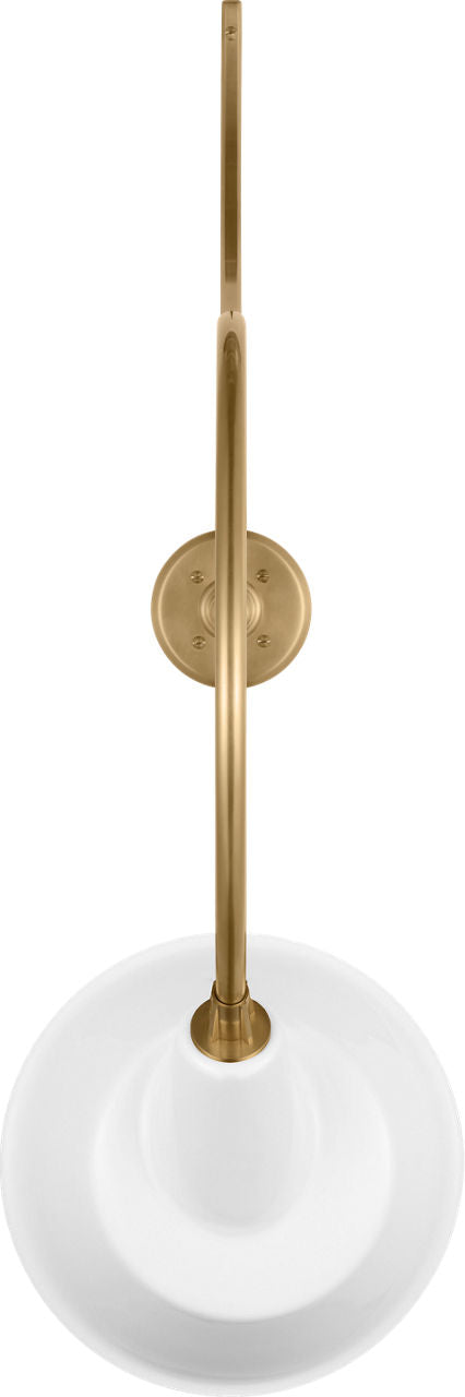 Academy 26.5" Anchored Larrabee Barn Light | Hand-Rubbed Antique Brass | 12.5 | 12.5" White Tilted Bowers Shade