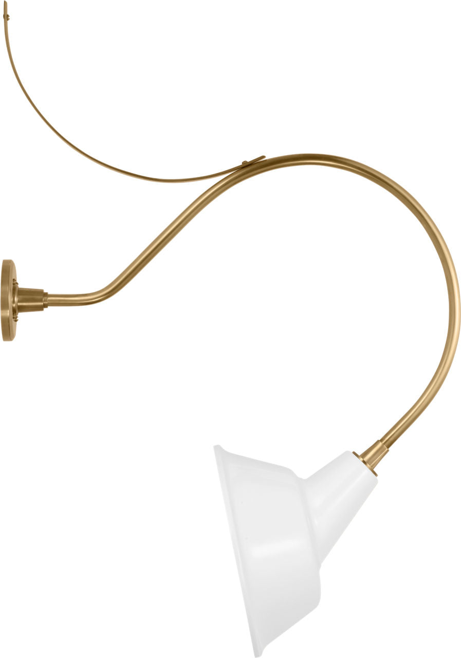 Academy 26.5" Anchored Larrabee Barn Light | Hand-Rubbed Antique Brass | 12.5 | 12.5" White Tilted Bowers Shade