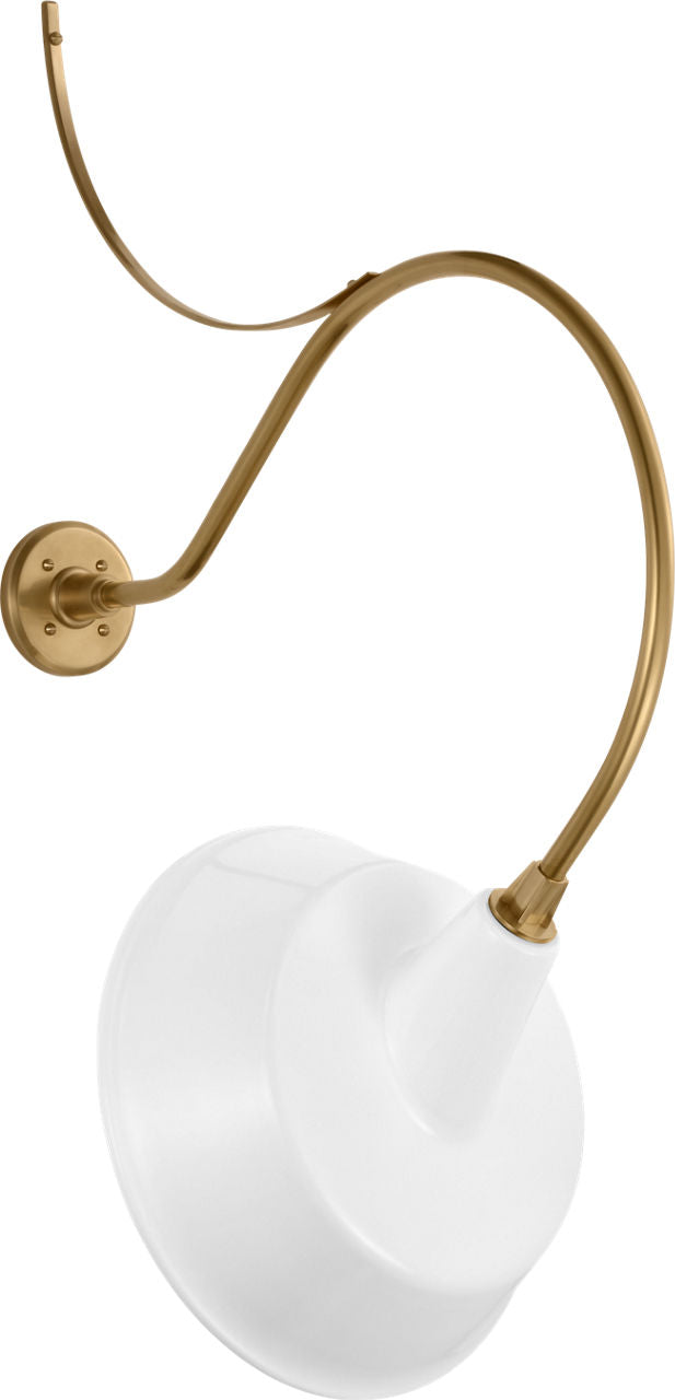 Academy 26.5" Anchored Larrabee Barn Light | Hand-Rubbed Antique Brass | 16 | 16" White Tilted Bowers Shade