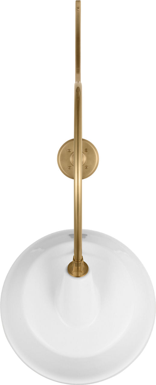 Academy 26.5" Anchored Larrabee Barn Light | Hand-Rubbed Antique Brass | 16 | 16" White Tilted Bowers Shade