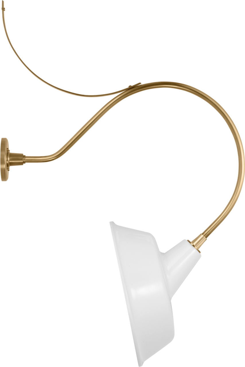 Academy 26.5" Anchored Larrabee Barn Light | Hand-Rubbed Antique Brass | 16 | 16" White Tilted Bowers Shade