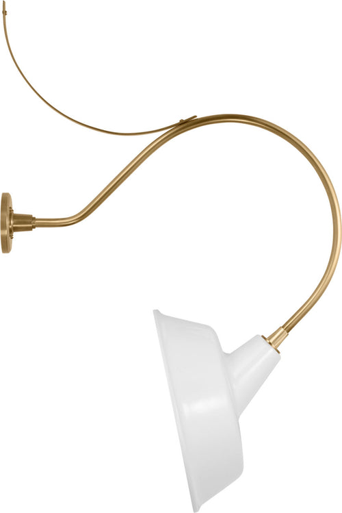 Academy 26.5" Anchored Larrabee Barn Light | Hand-Rubbed Antique Brass | 16 | 16" White Tilted Bowers Shade