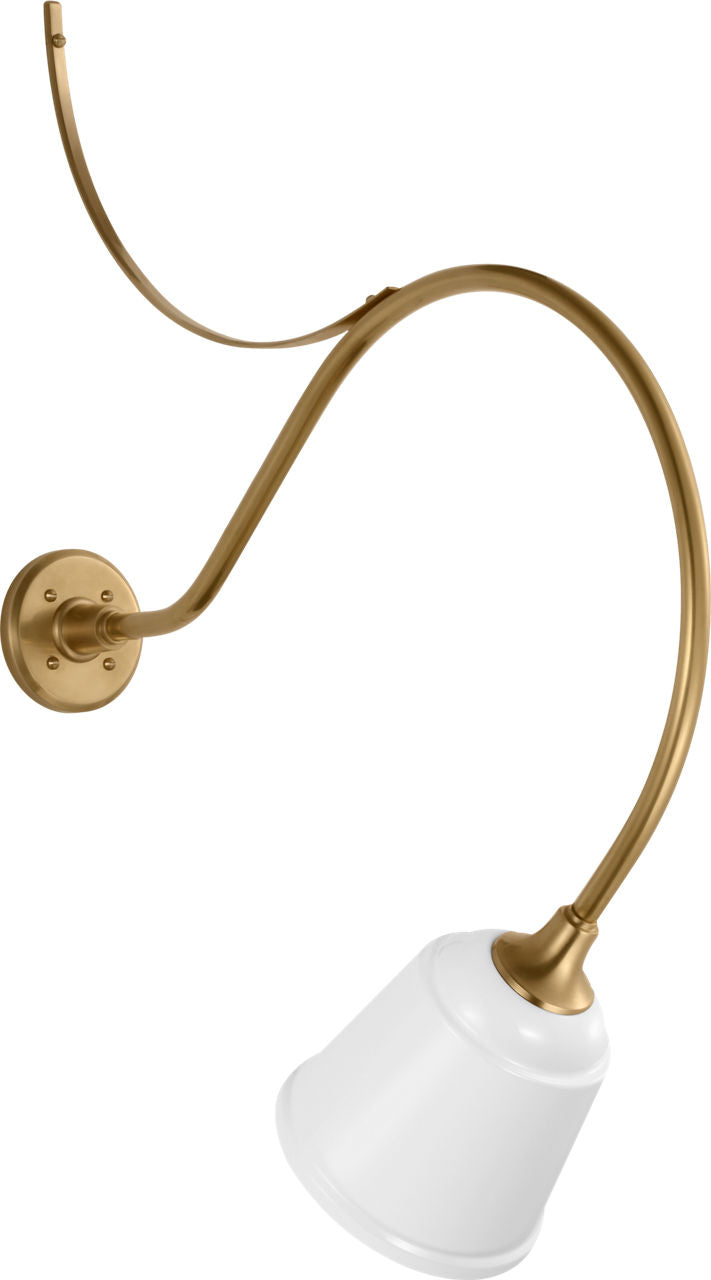 Academy 26.5" Anchored Larrabee Barn Light | Hand-Rubbed Antique Brass | 8 | 8" White Rockhouse Shade