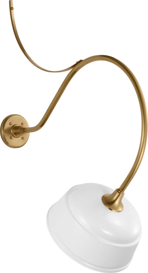 Academy 26.5" Anchored Larrabee Barn Light | Hand-Rubbed Antique Brass | 12.5 | 12.5" White Rockhouse Shade