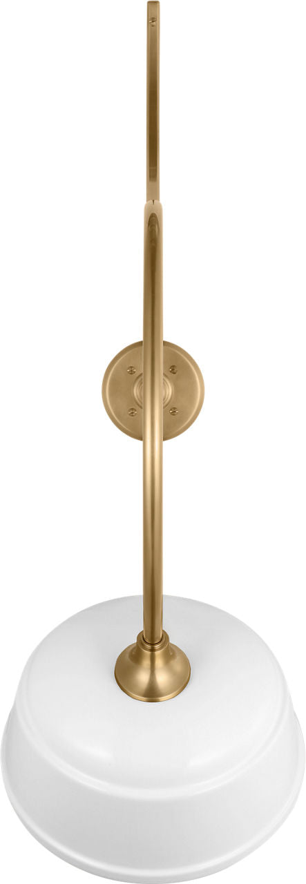 Academy 26.5" Anchored Larrabee Barn Light | Hand-Rubbed Antique Brass | 12.5 | 12.5" White Rockhouse Shade